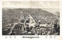 Milwaukee 1879 Bird's Eye View 24x36, Milwaukee 1879 Bird's Eye View
